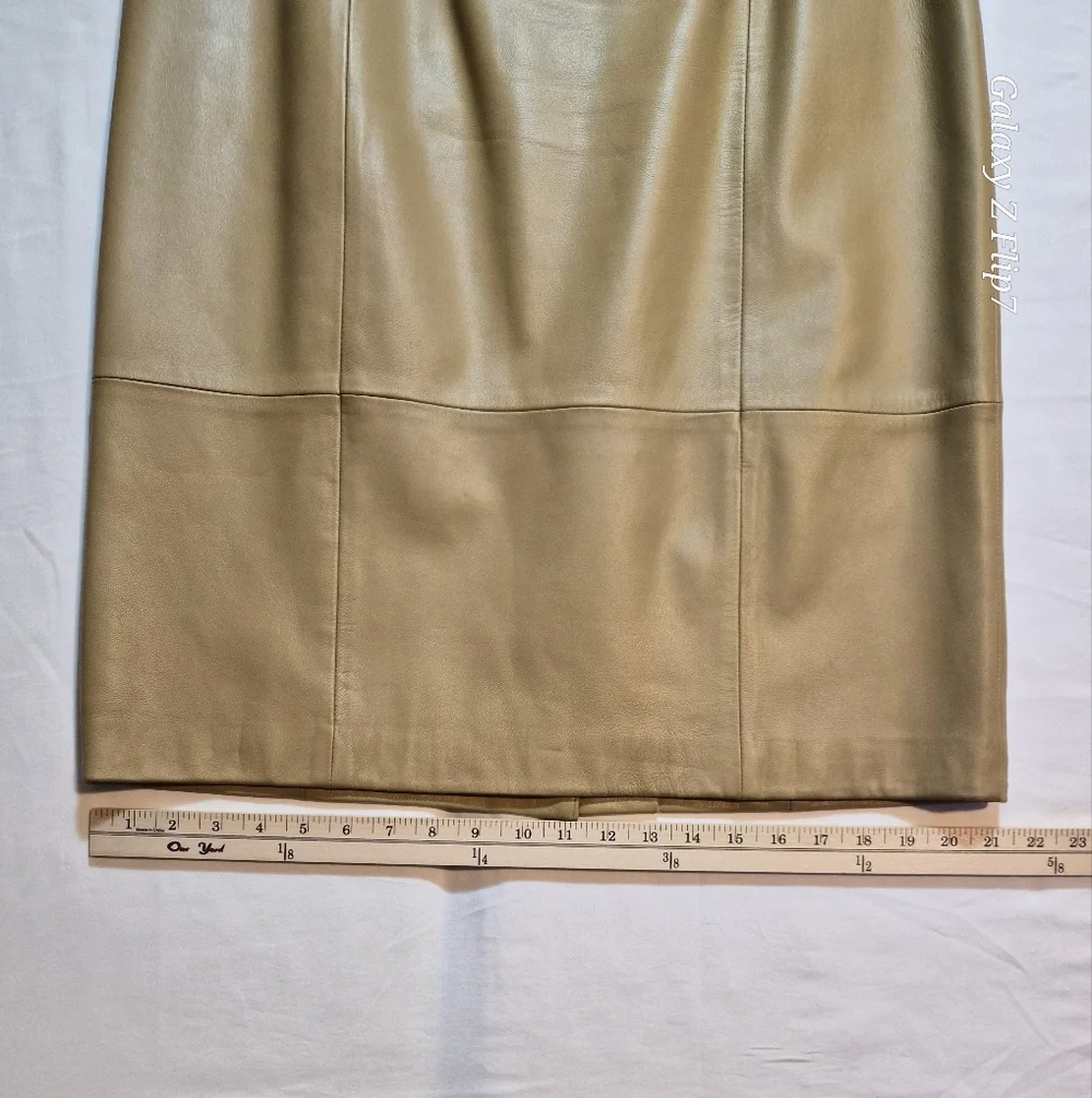 ​Talbots Petites 100% Genuine Leather Pencil Skirt - Camel / Tan - Size 14P - Picture 5 of 7